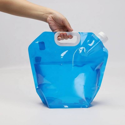 Water Bag Manufacturer Drinking Blue Transparent Plastic Portable Reusable 5 Liter Water Bag Pouch