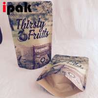 Biodegradable kraft paper stand up pouch brown paper bag stand up food packaging bags with window