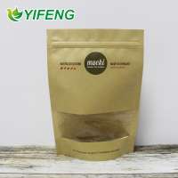 Recycle stand up pouch ziplock dried biodegradable kraft paper packaging bag with window kraft paper pouch for food